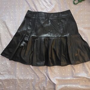 SHEIN Black Faux Leather A-Line Skirt